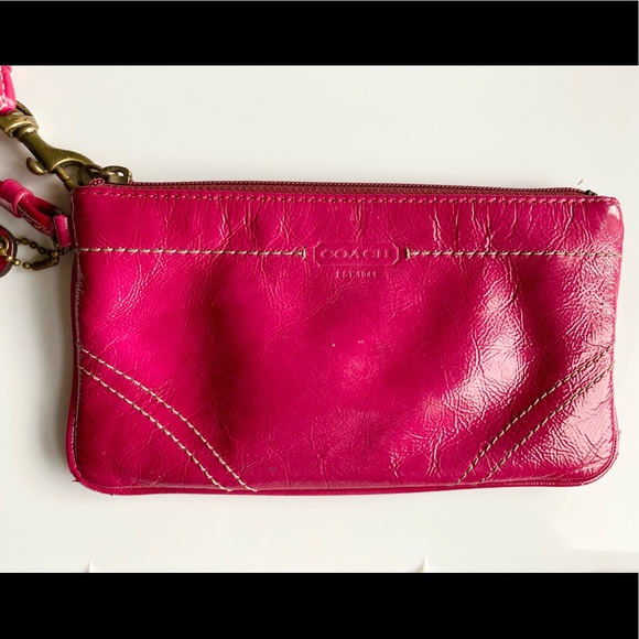 Coach Magenta Patent Leather Wristlet - Picture 2 of 6